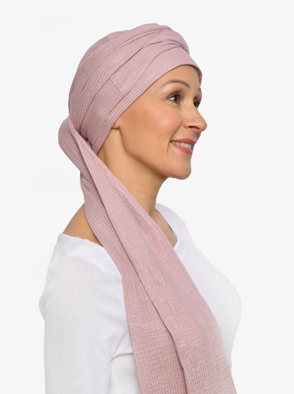 Wikkelsjaal katoen Hannah – Pink Shimmer Stripe