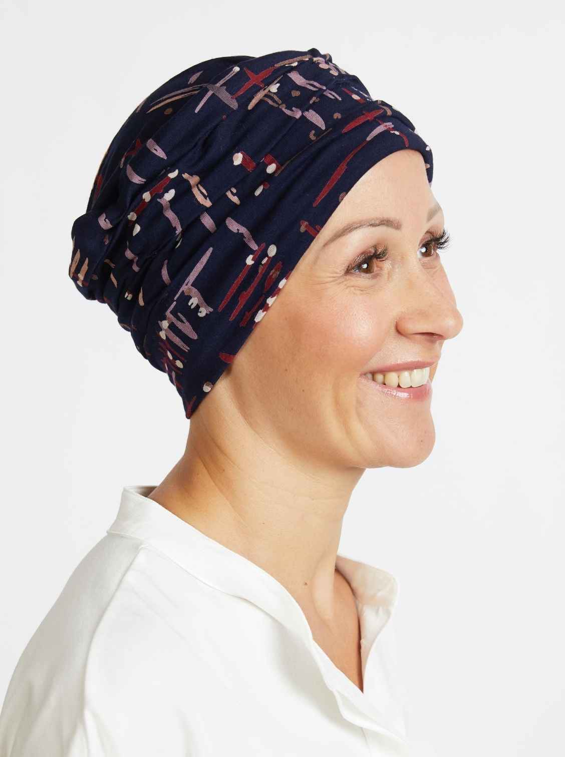 blauw chemo mutsje haarverlies