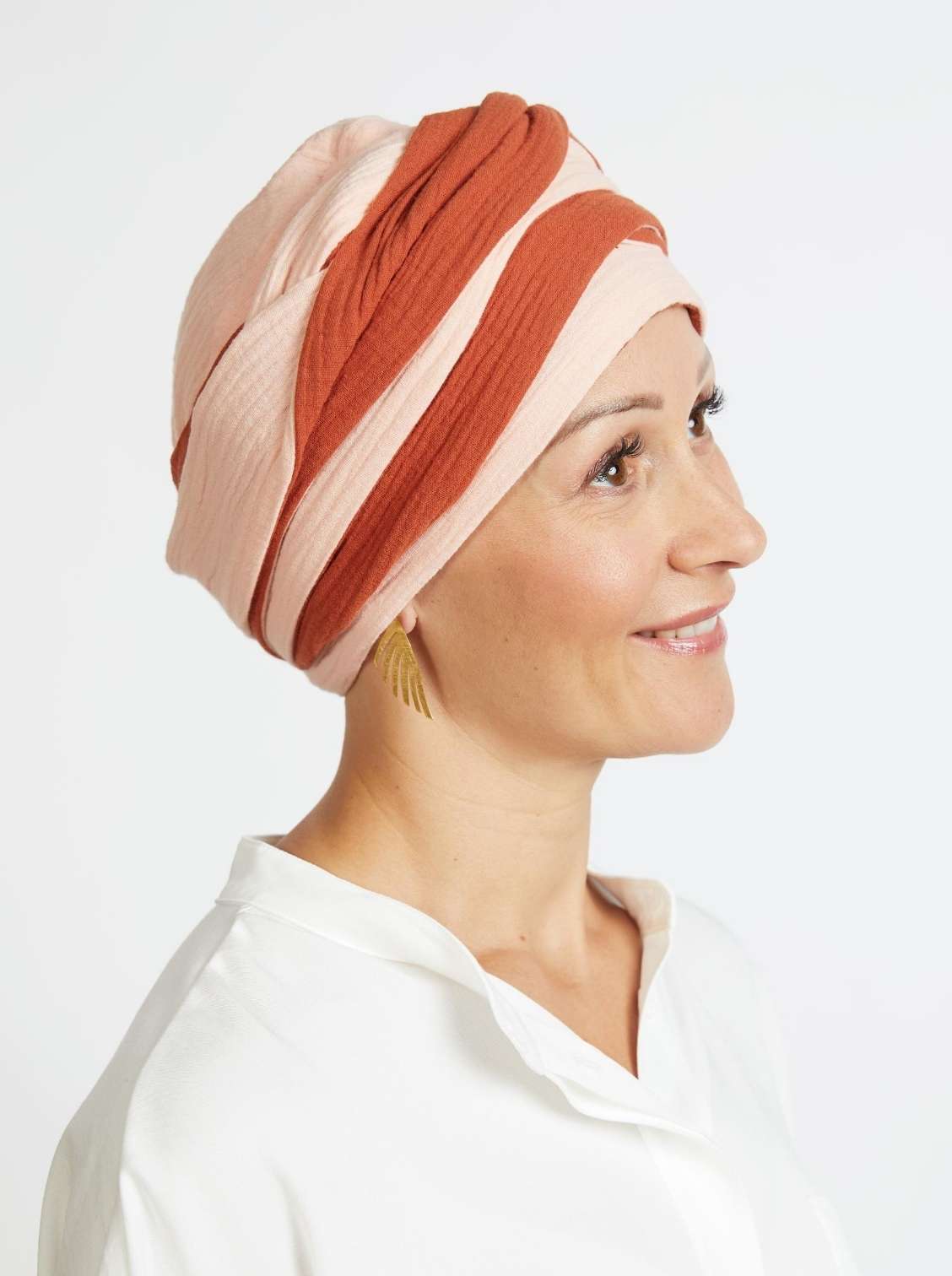 Foulard chimio à nouer Hannah - Rusty blush