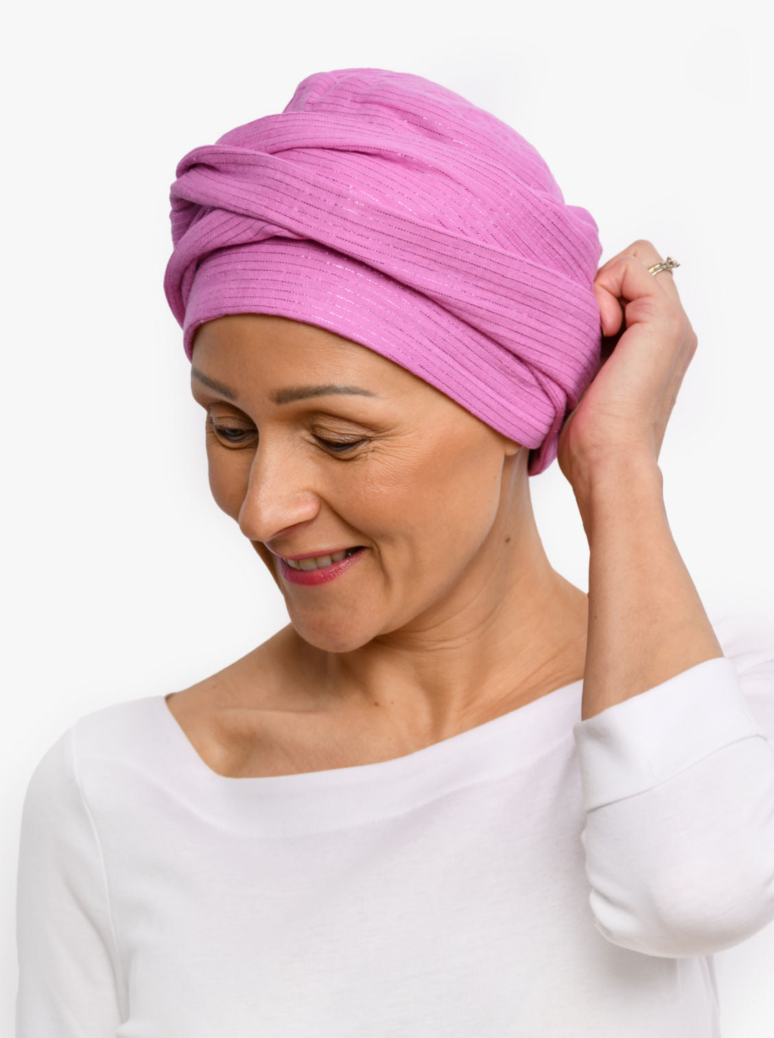 Wikkelsjaal katoen Hannah – Fuchsia Shimmer Stripe