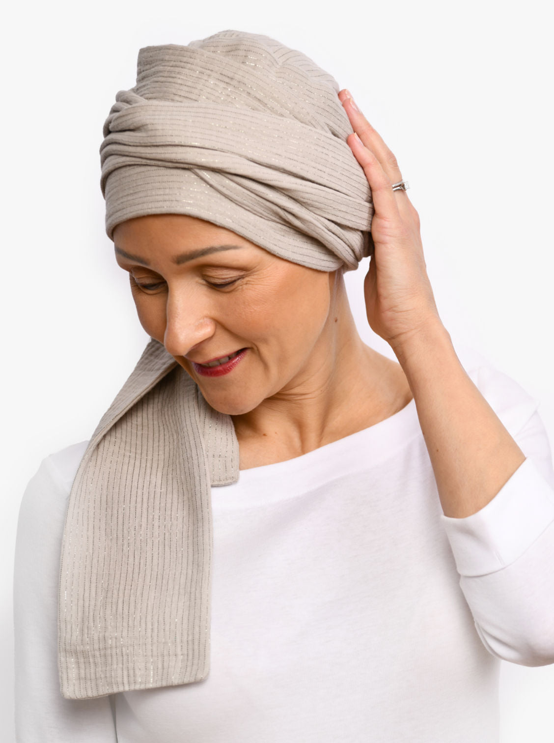 beige chemo sjaal katoen