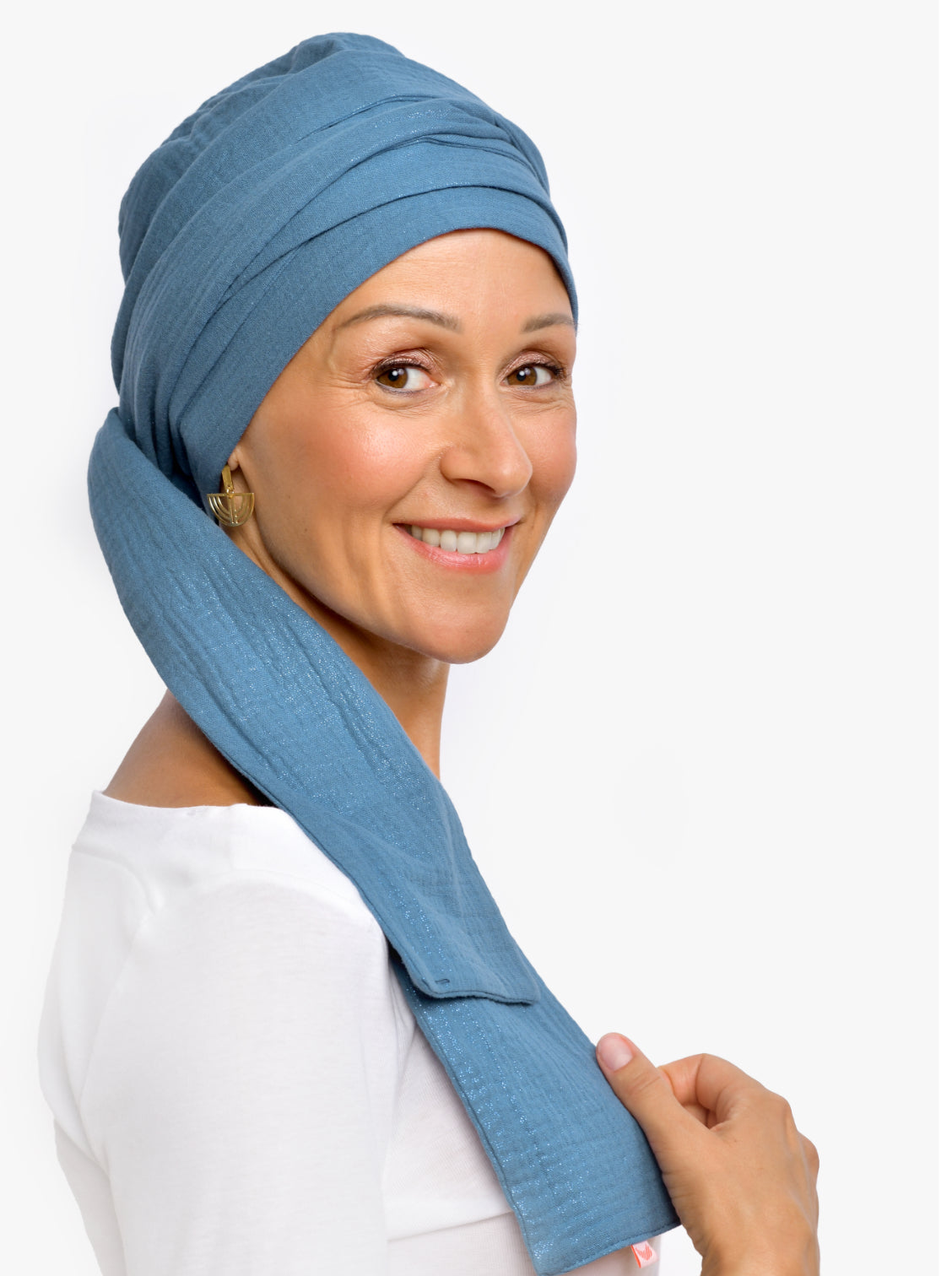 Blue Hannah Chemo Scarf – Soft, Stylish & Reversible display picture 1