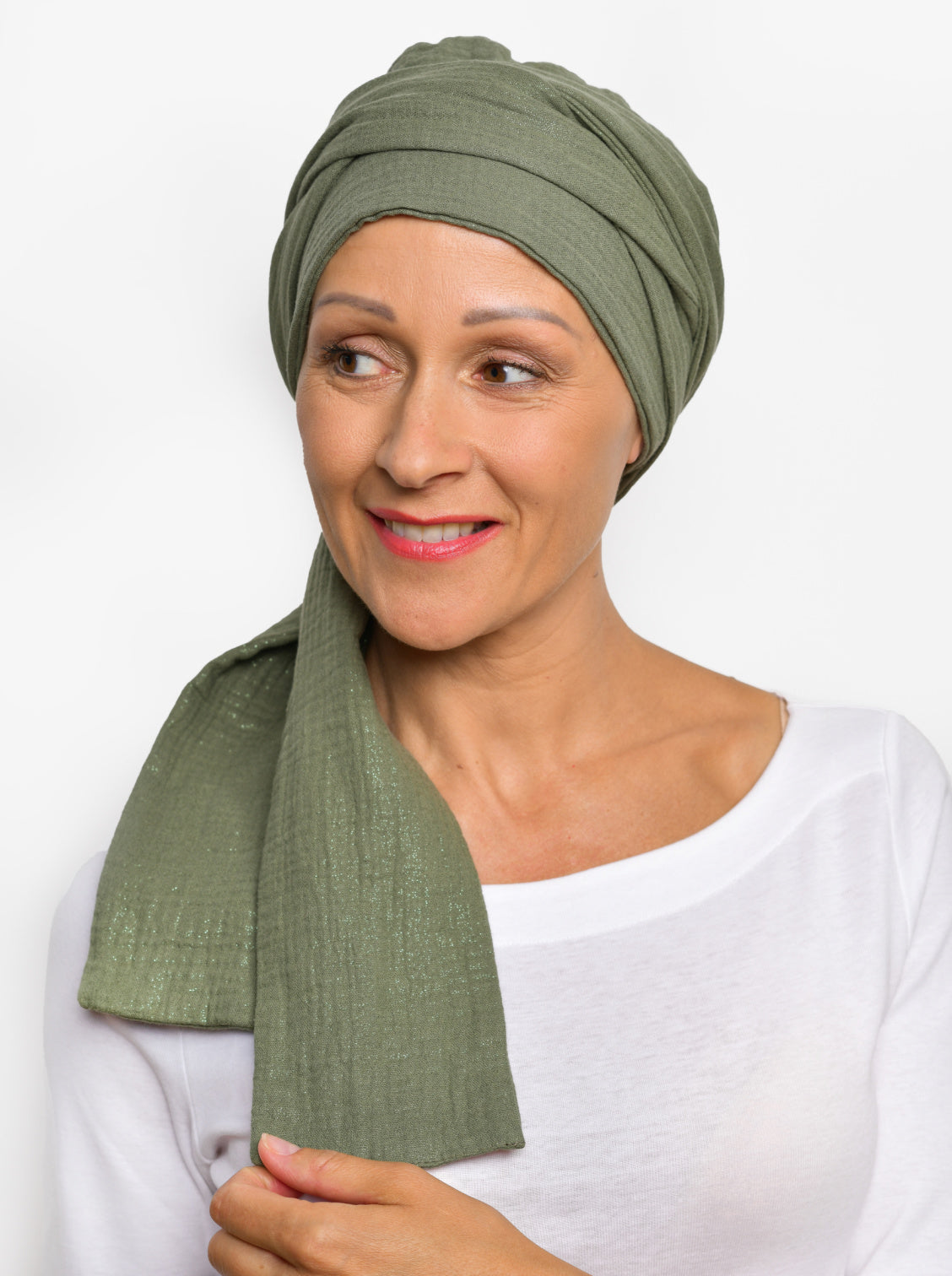 Wikkelsjaal katoen Hannah - Kaki Bling