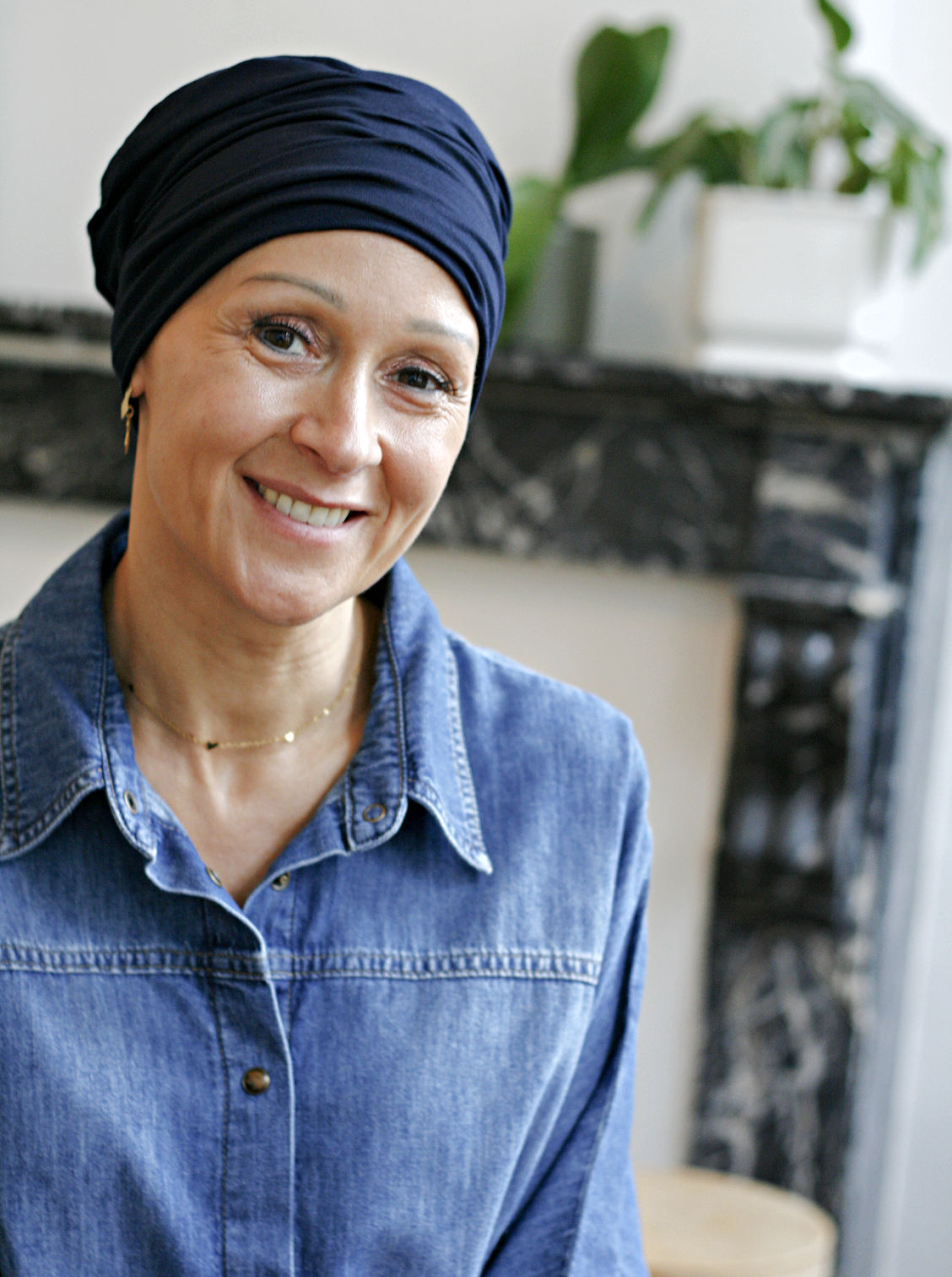donker blauw chemo mutsje