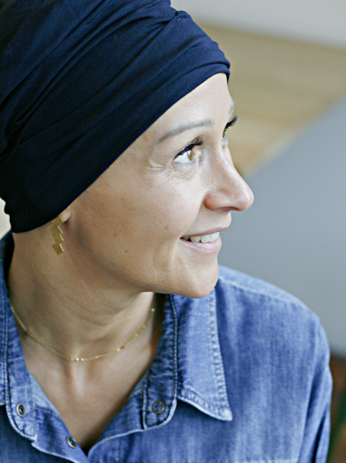 donker blauw chemo mutsje