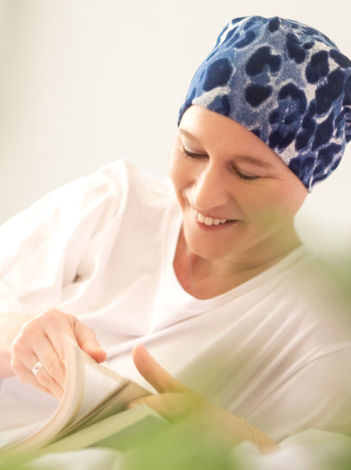 Bonnet de nuit chimio Pippa - Leo denim