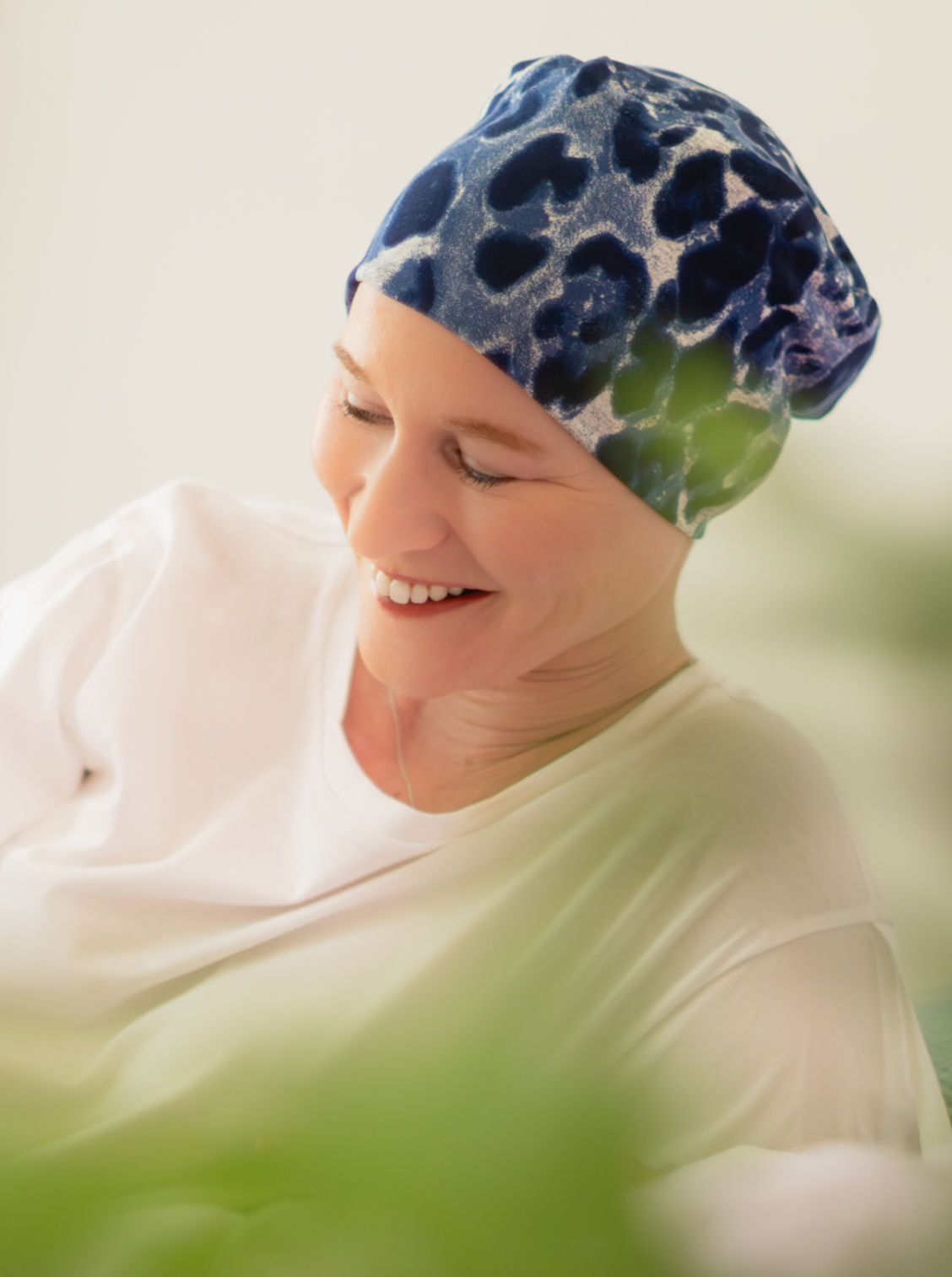 Bonnet de nuit chimio Pippa - Leo denim