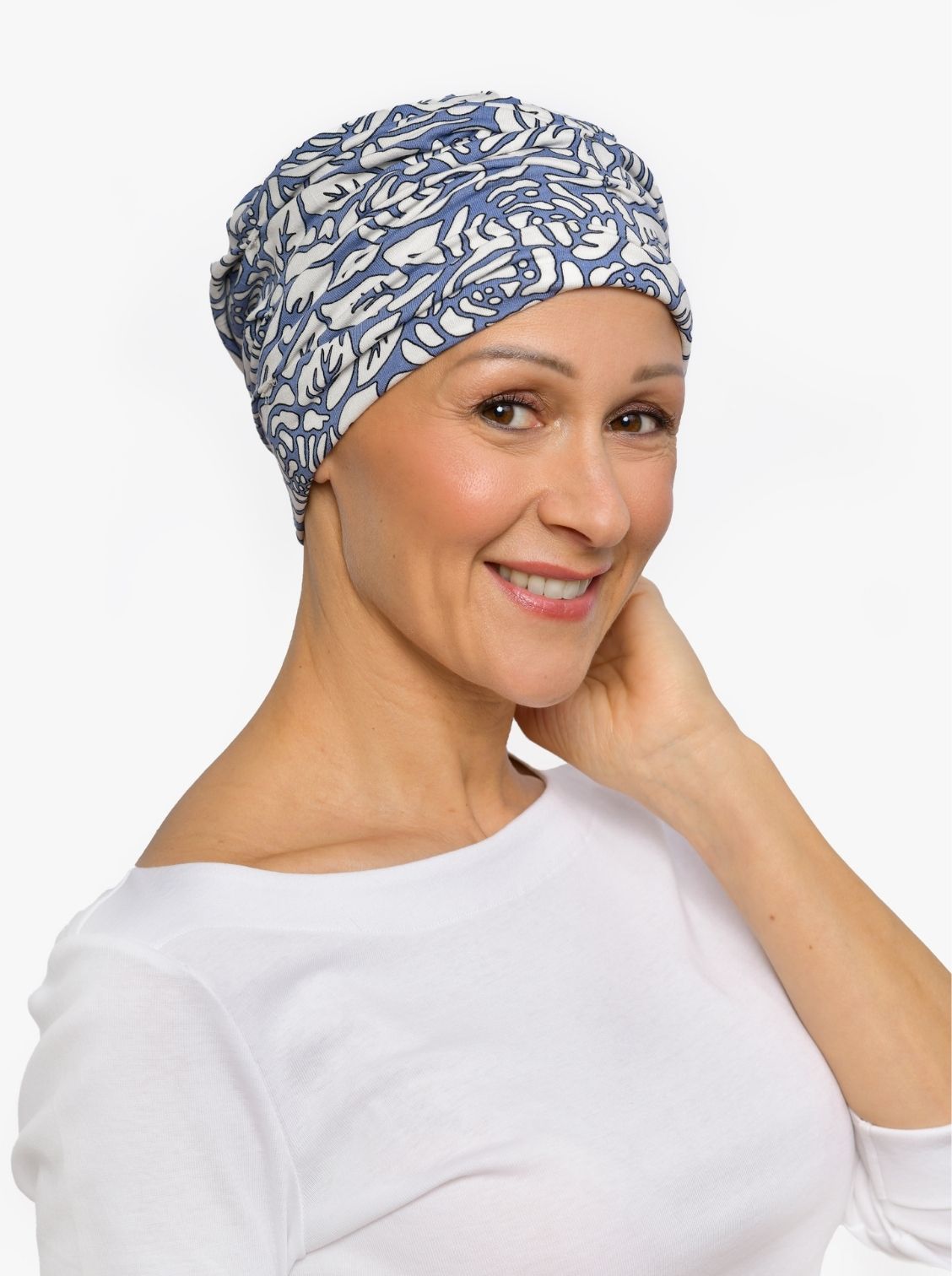 blauw chemo mutsje haaruitval door kanker