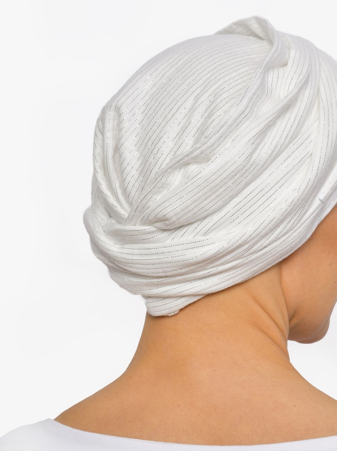 Wikkelsjaal katoen Hannah - Ecru Shimmer Stripe