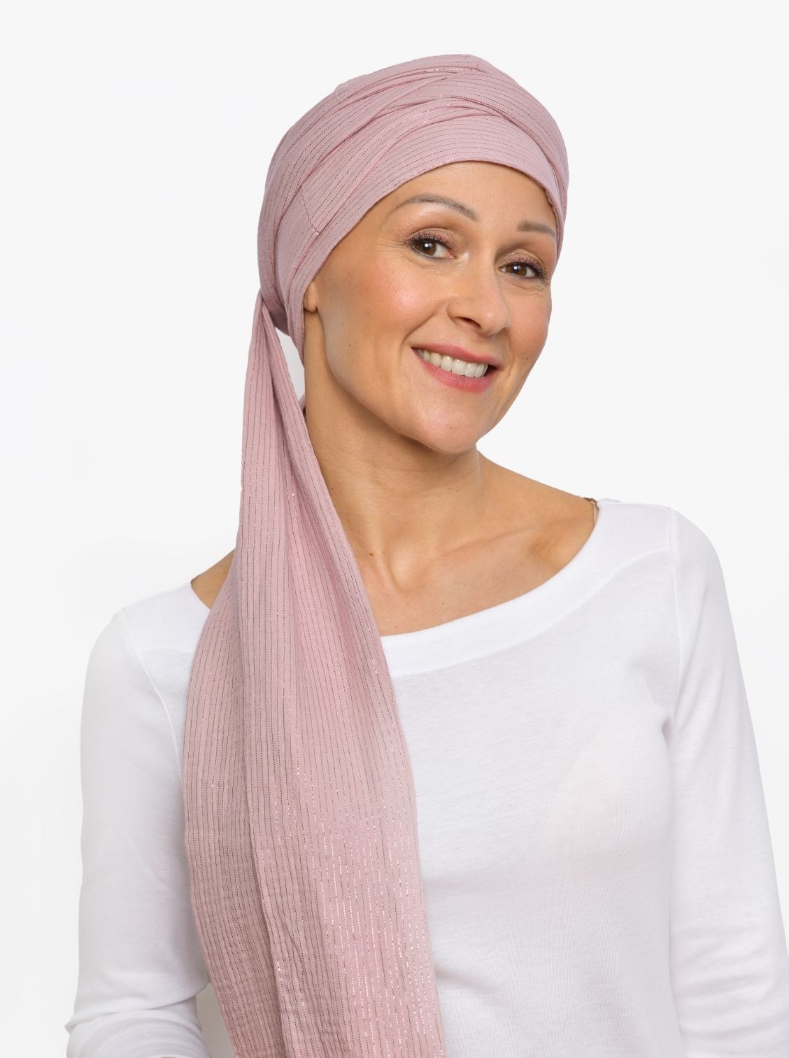 Wikkelsjaal katoen Hannah – Pink Shimmer Stripe