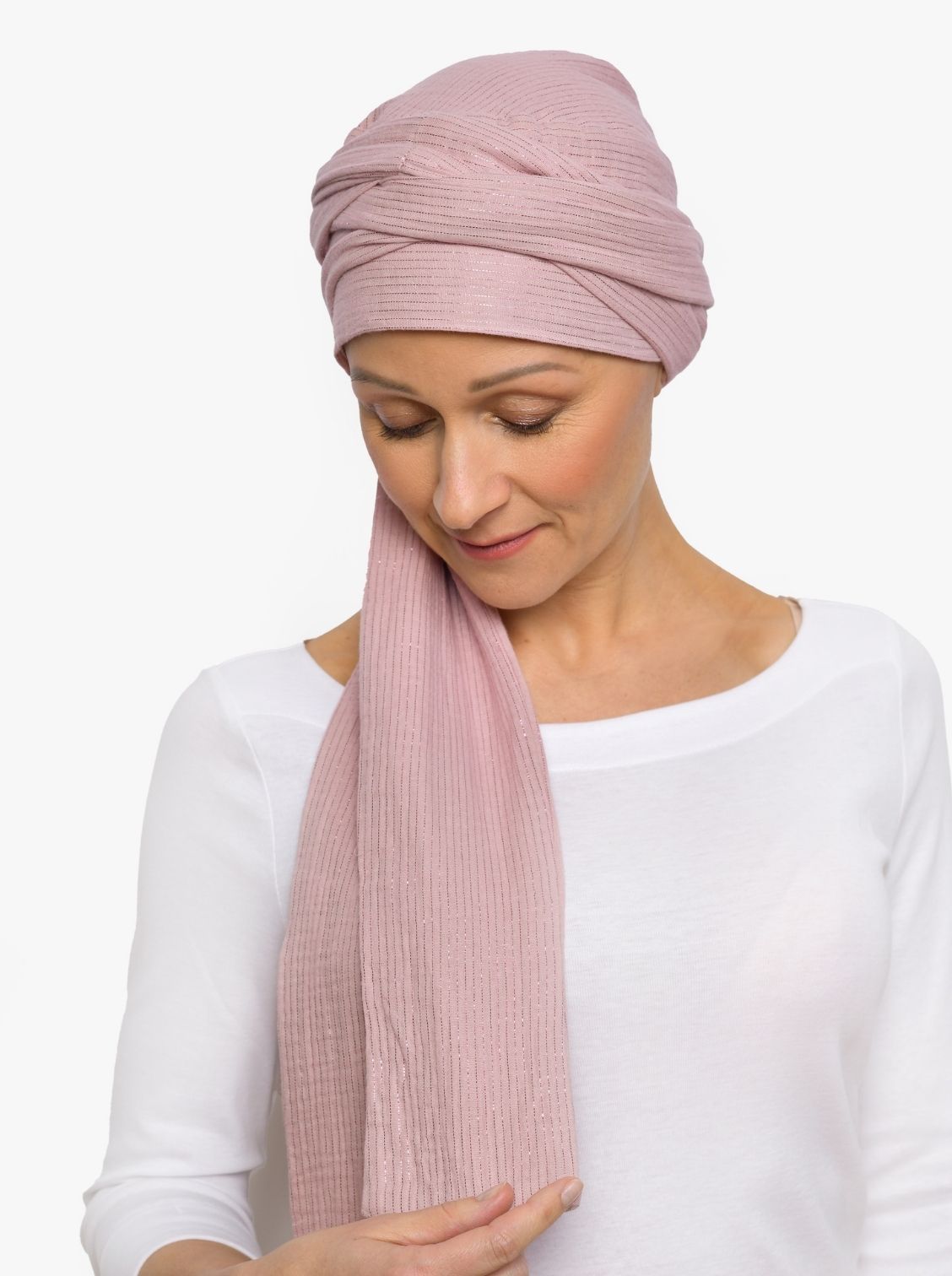 Wikkelsjaal katoen Hannah – Pink Shimmer Stripe