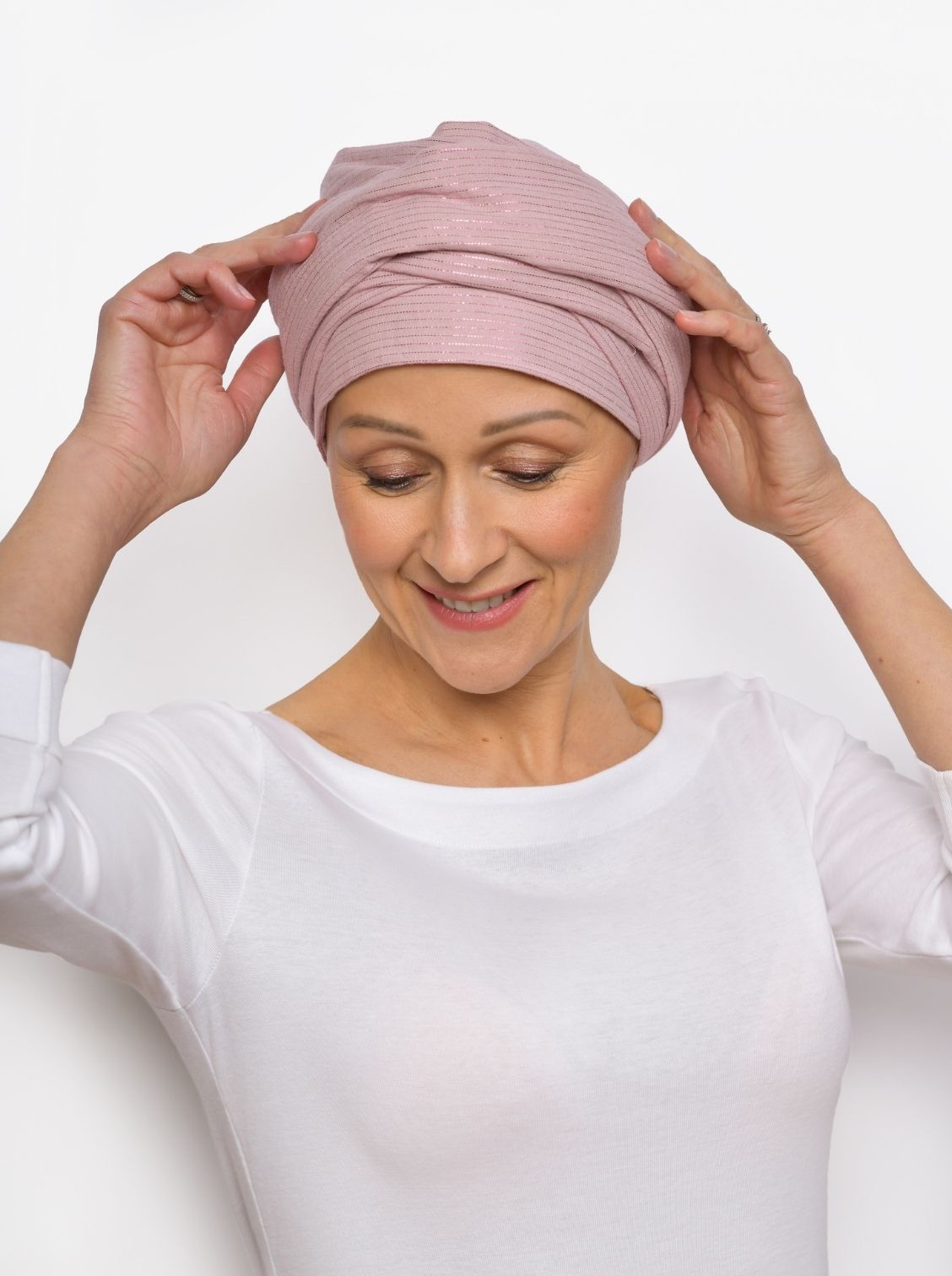 Wikkelsjaal katoen Hannah – Pink Shimmer Stripe