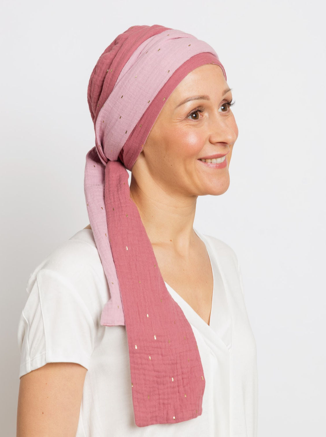 roze chemo sjaal katoen