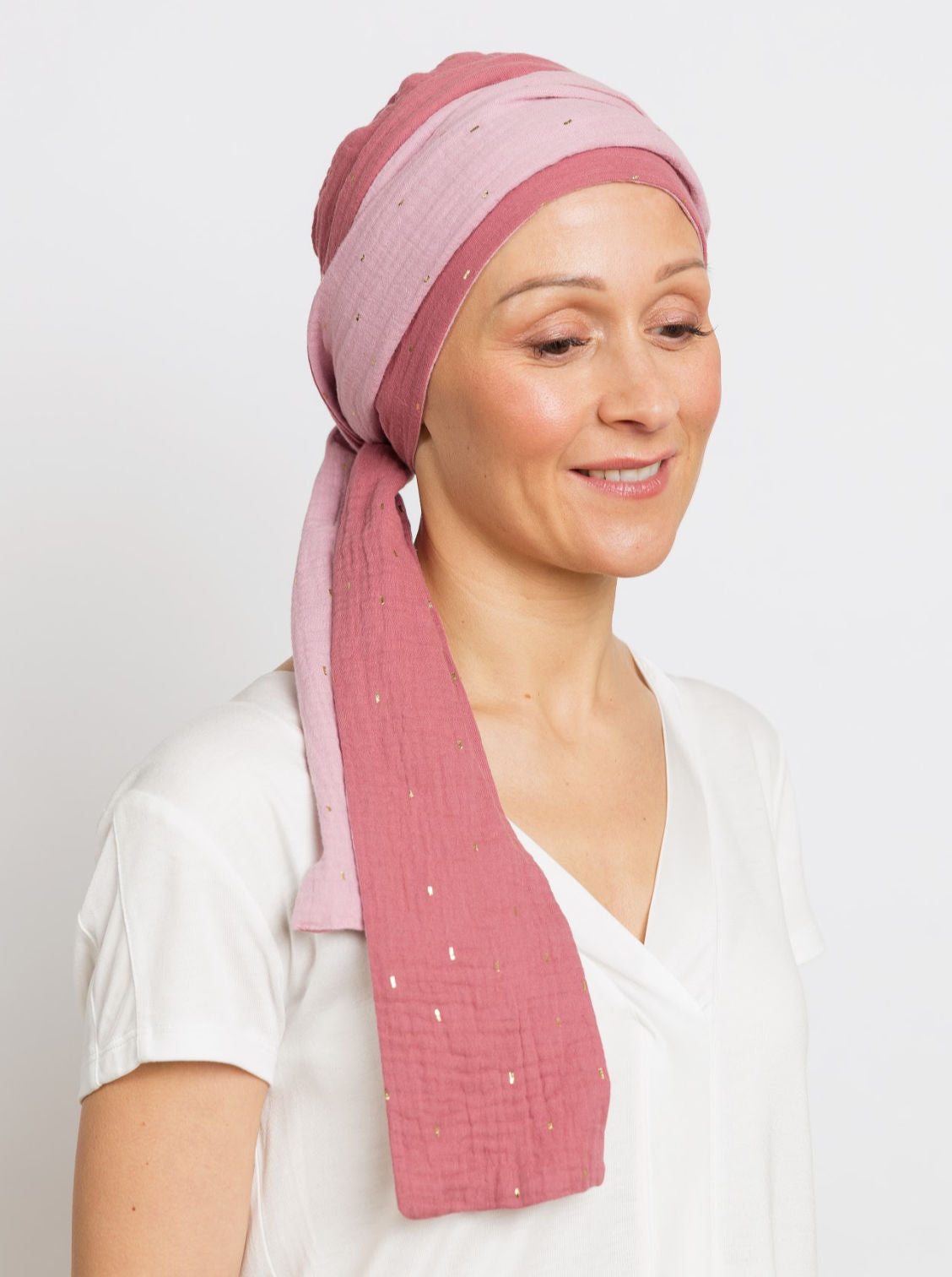 roze chemo sjaal katoen