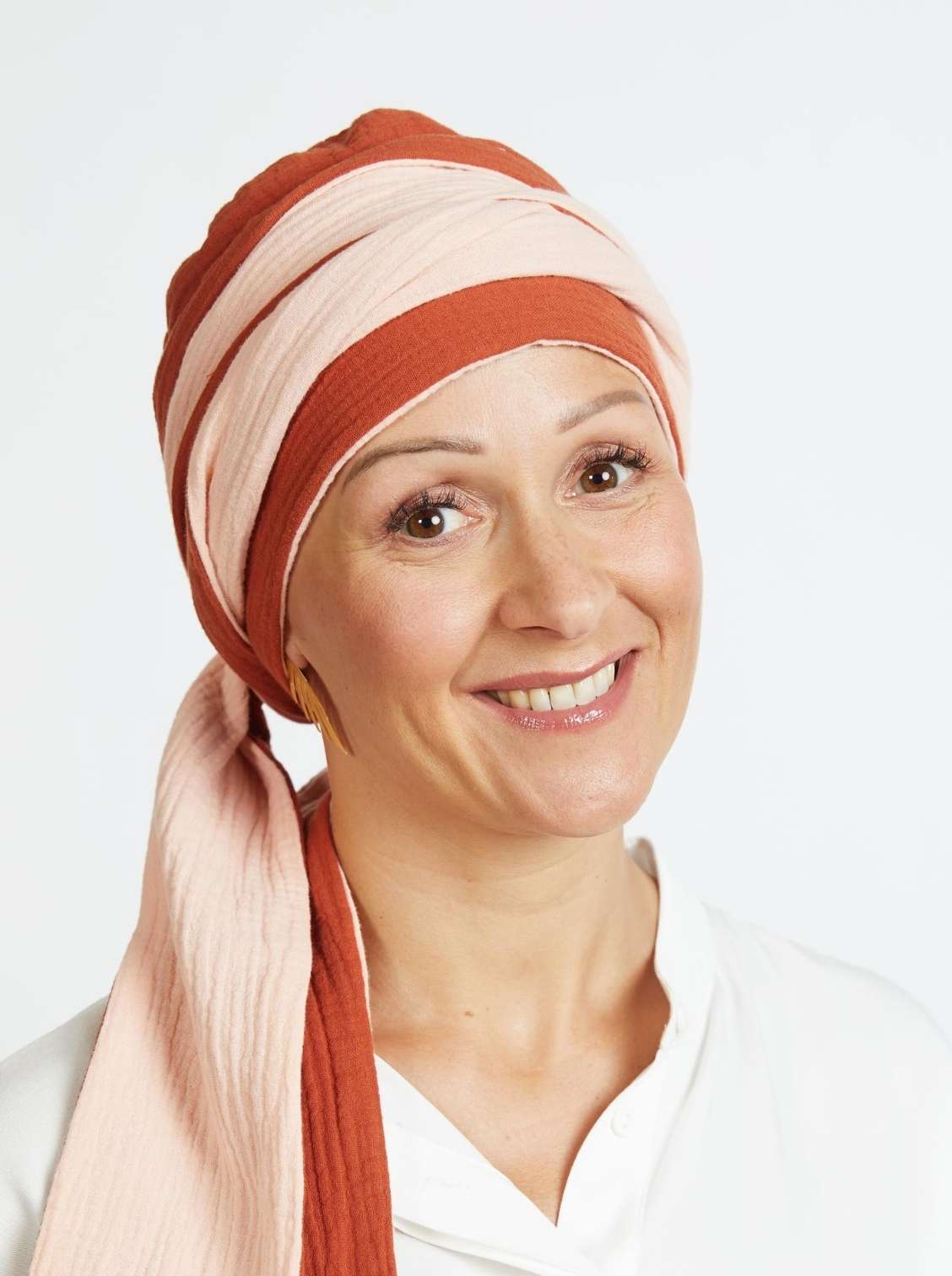 Foulard chimio à nouer Hannah - Rusty blush