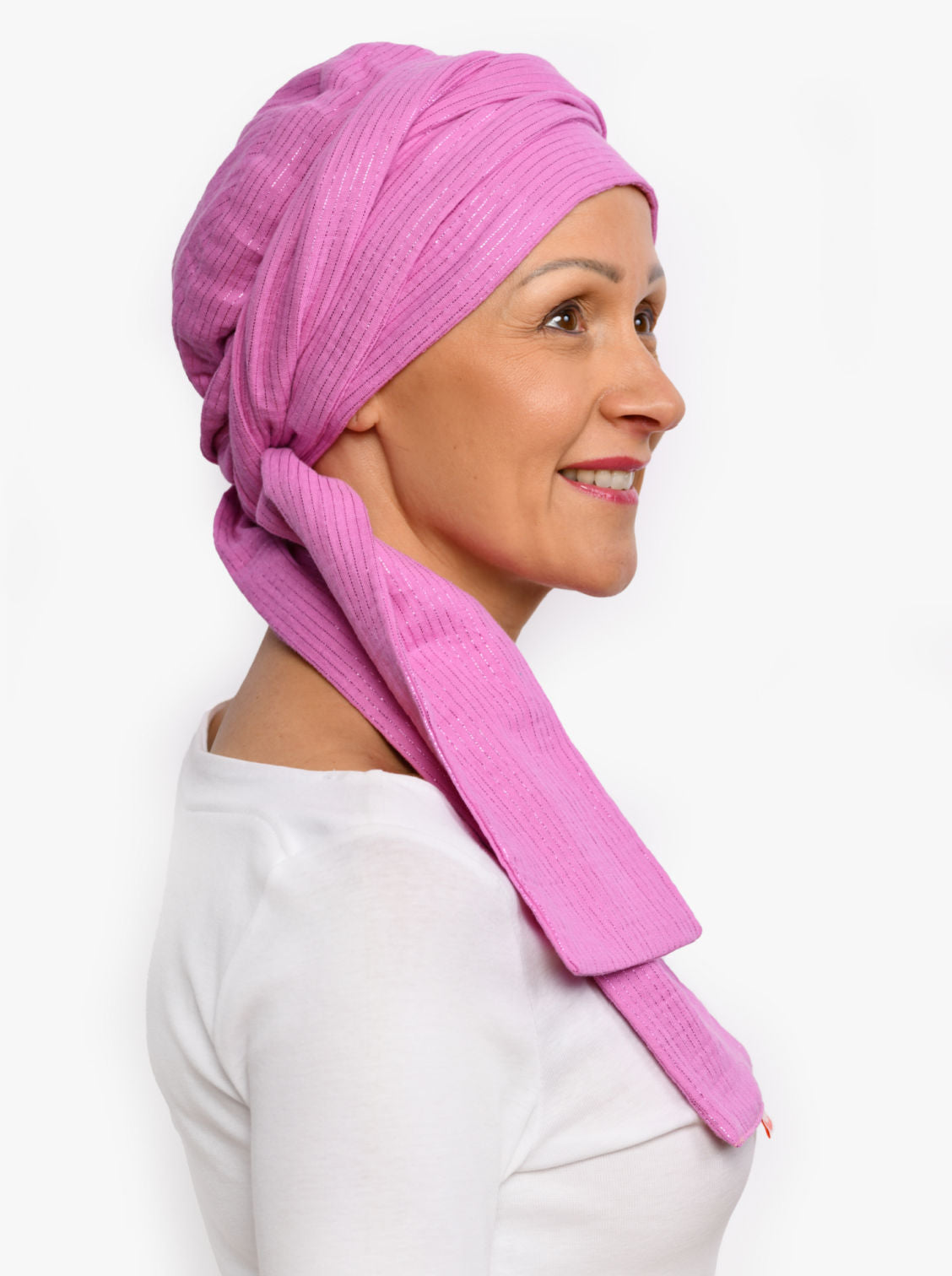 Wikkelsjaal katoen Hannah – Fuchsia Shimmer Stripe