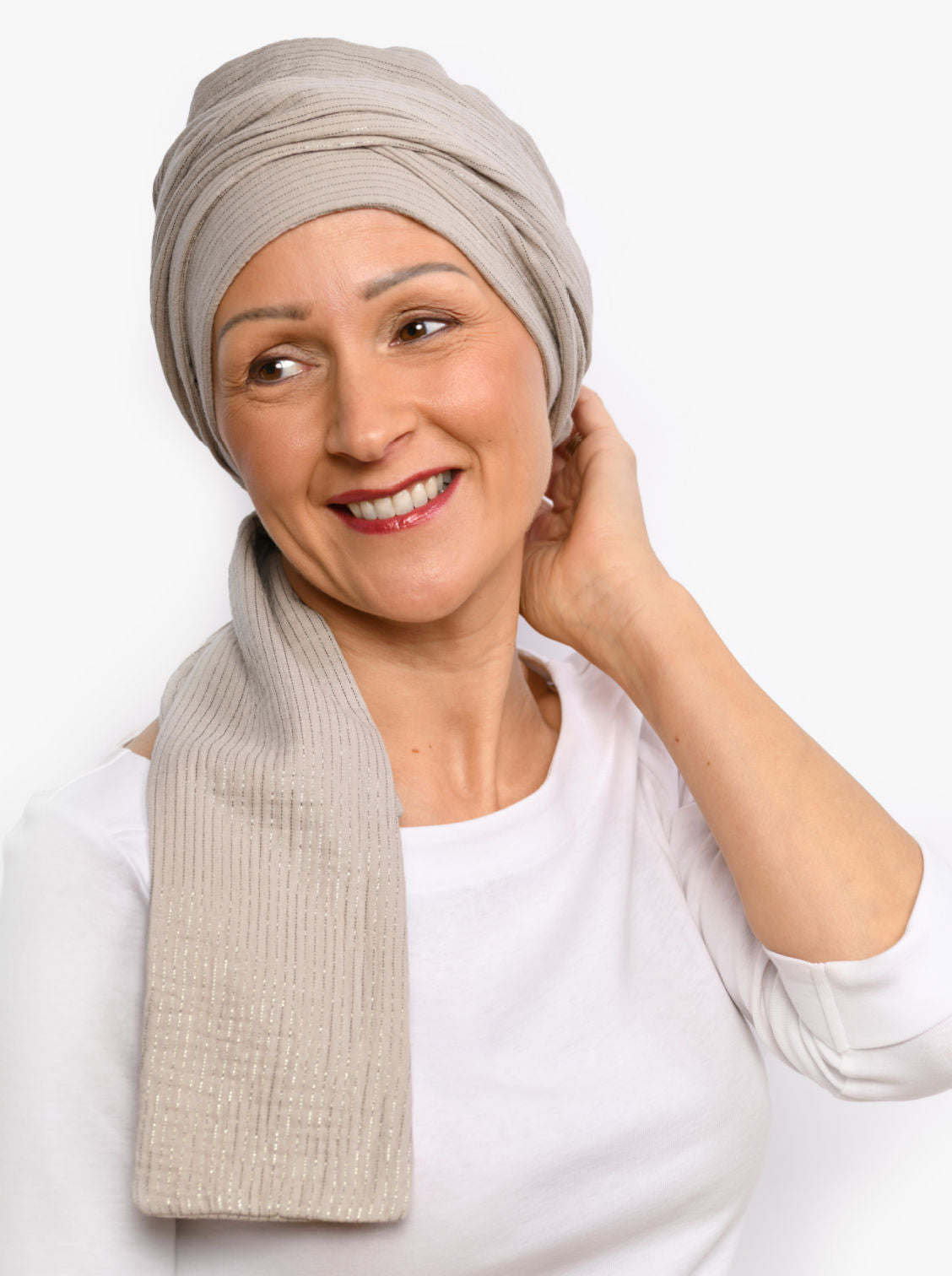 beige chemo sjaal katoen