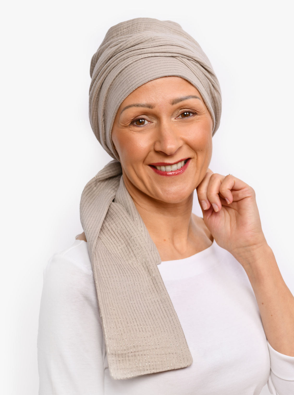 beige chemo sjaal katoen