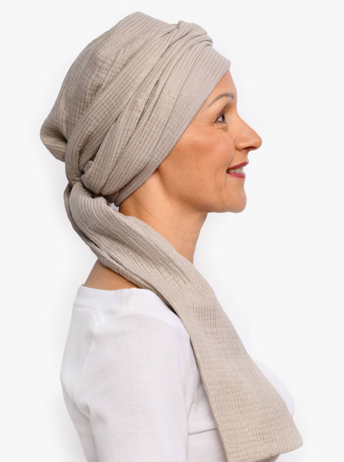 beige chemo sjaal katoen