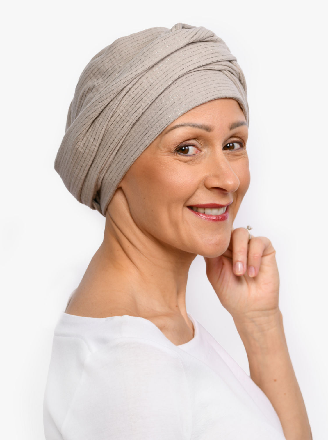 beige chemo sjaal katoen