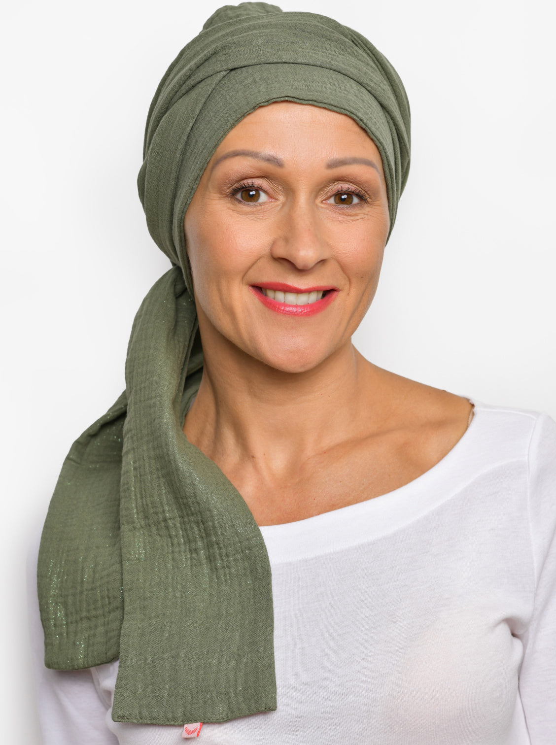 Wikkelsjaal katoen Hannah - Kaki Bling