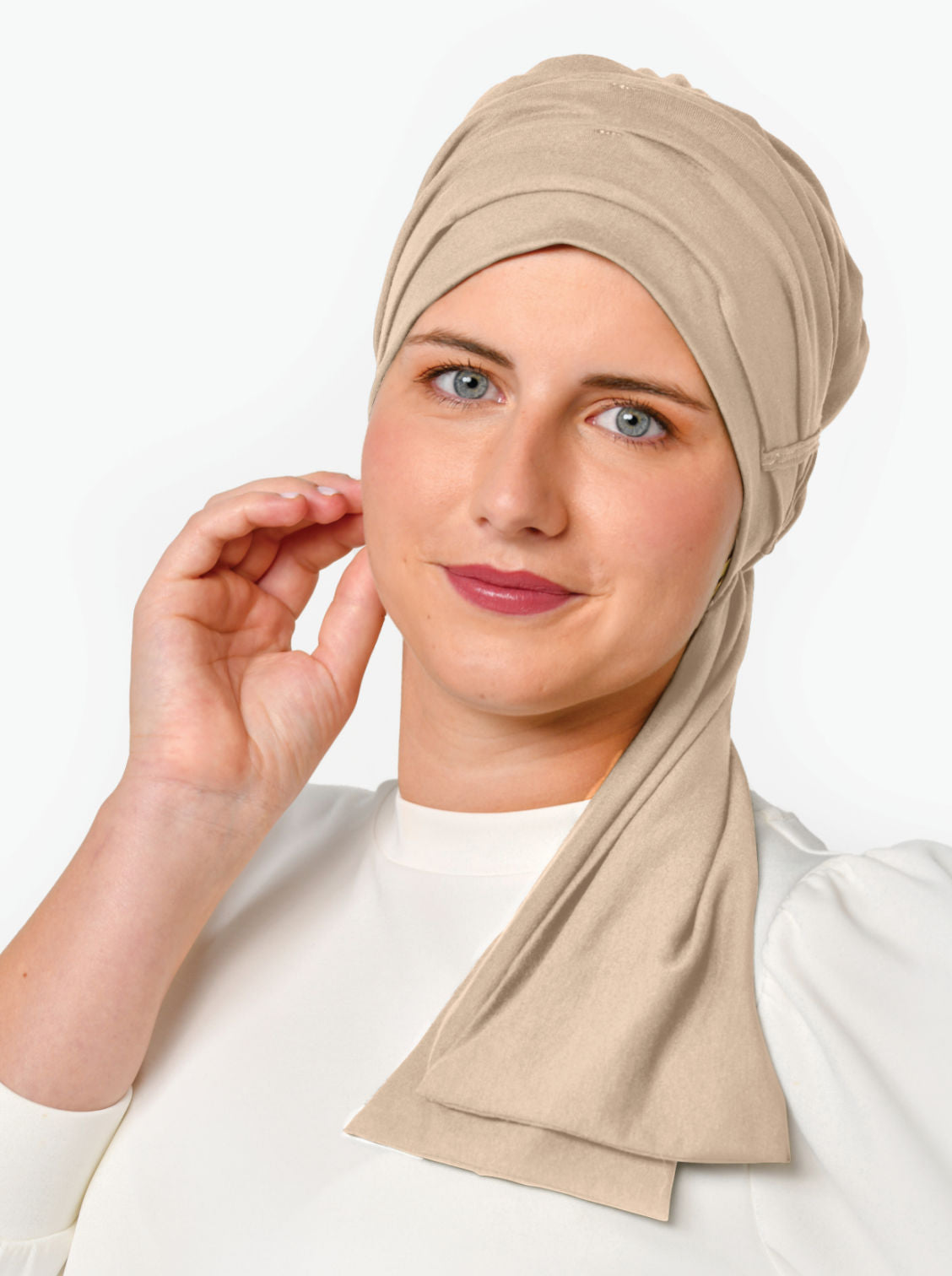 beige chemo sjaaltje haaruitval