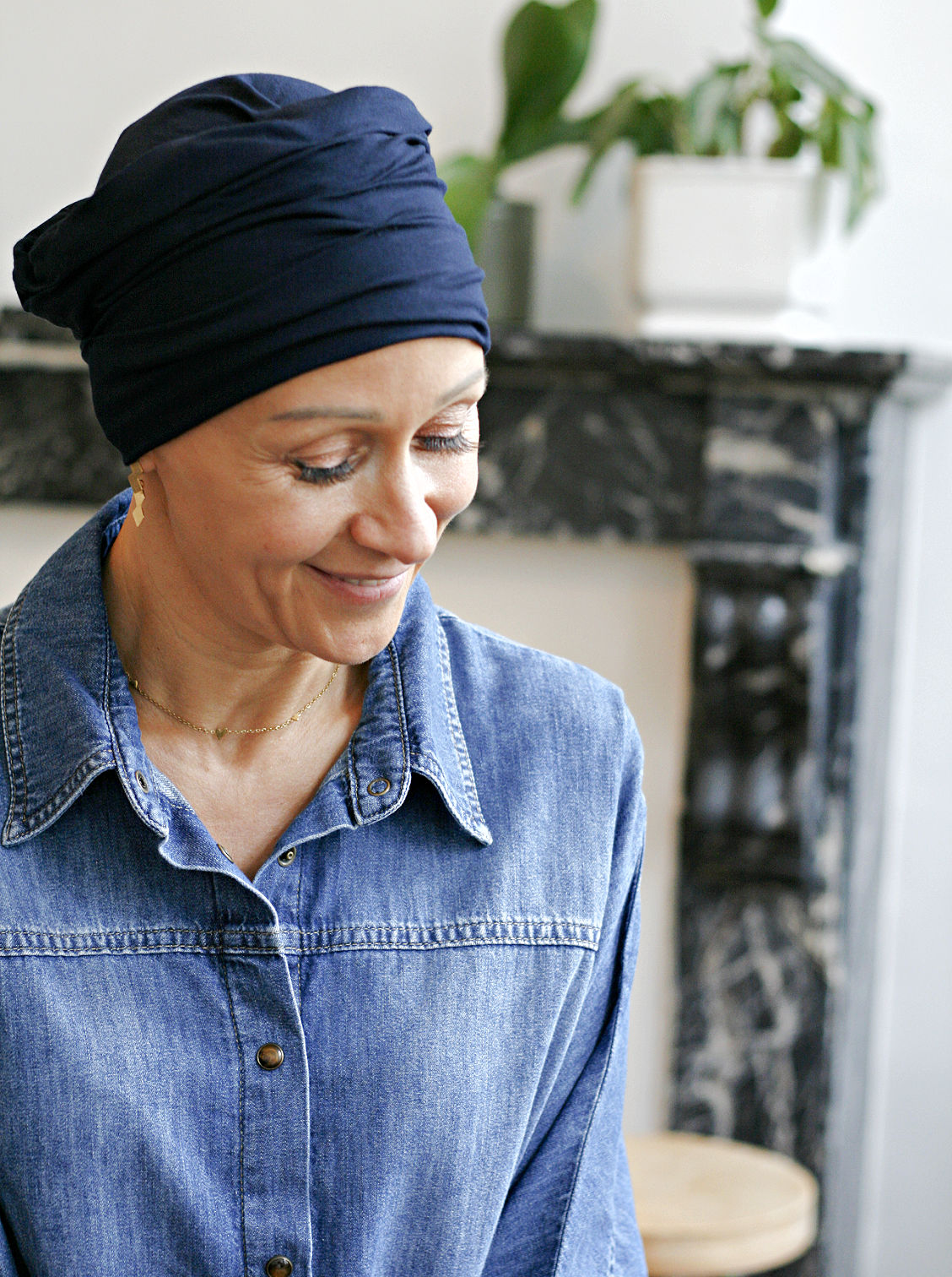 donker blauw chemo mutsje 