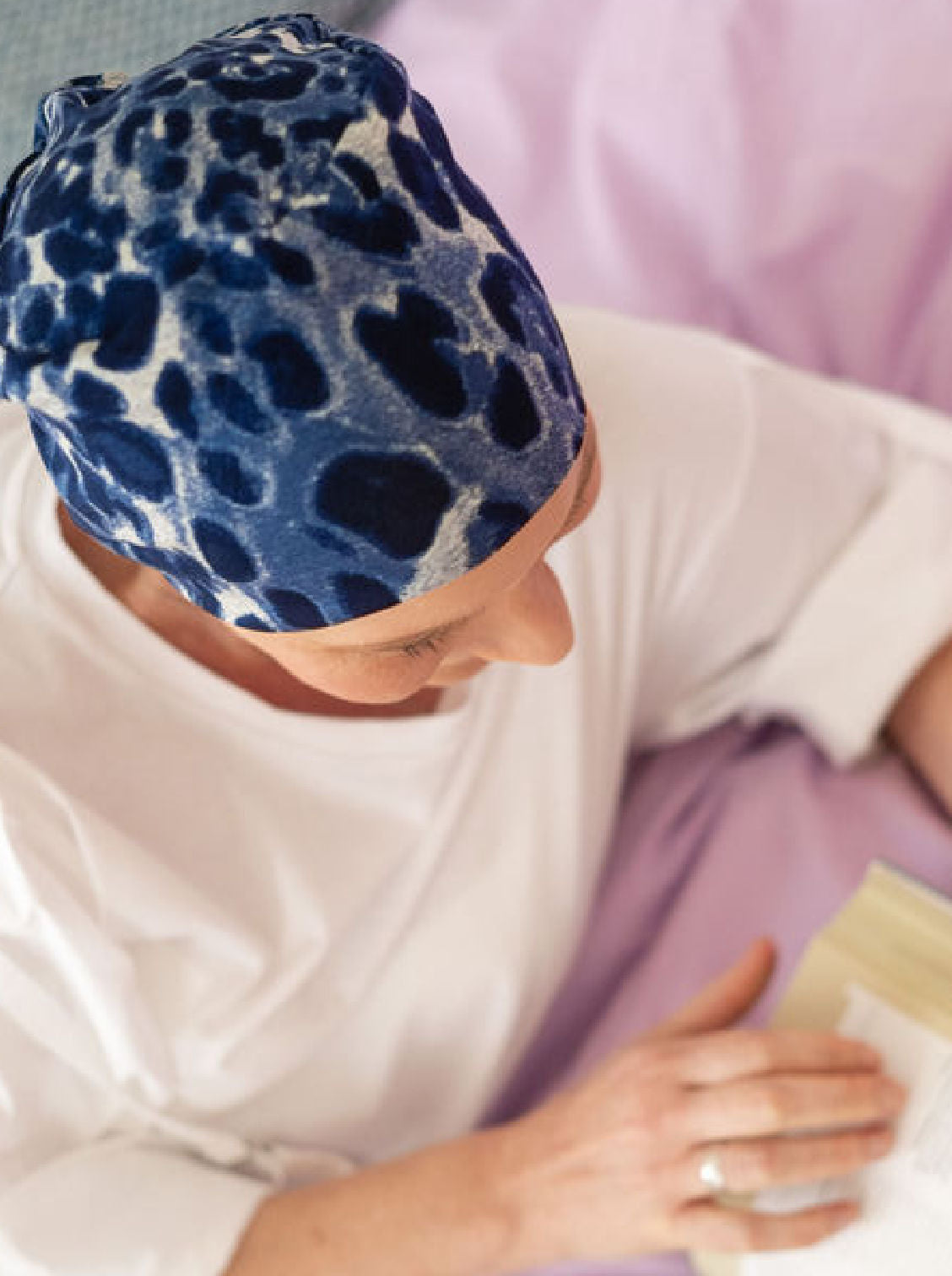 Bonnet de nuit chimio Pippa - Leo denim