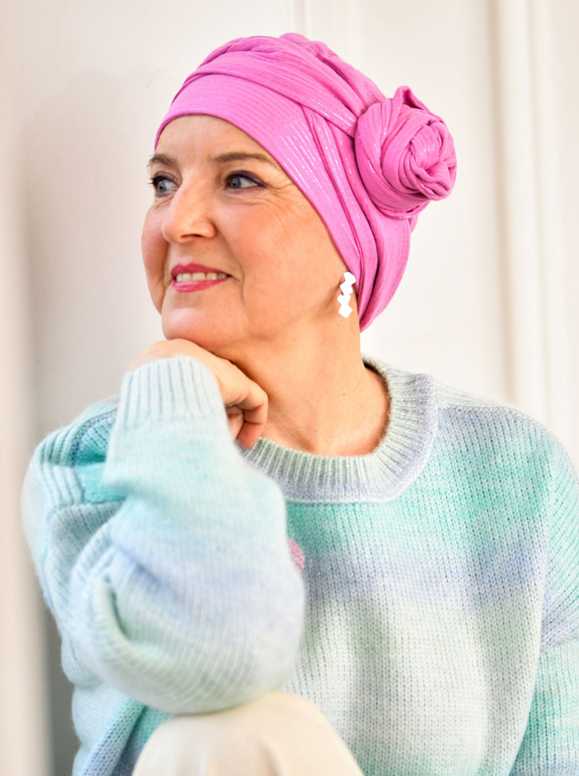 Wikkelsjaal katoen Hannah – Fuchsia Shimmer Stripe