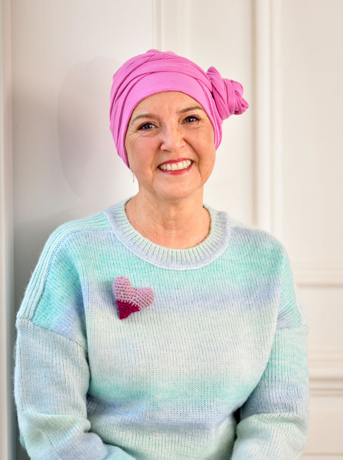 Wikkelsjaal katoen Hannah – Fuchsia Shimmer Stripe