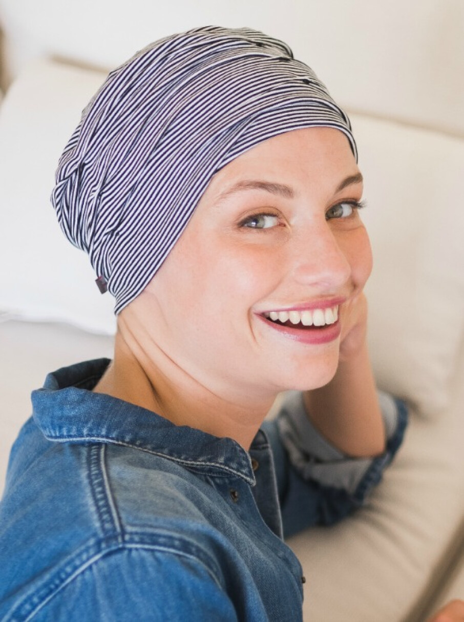 Chemo mutsje zwart-wit gestreept – Goed voor & soul Rosette la