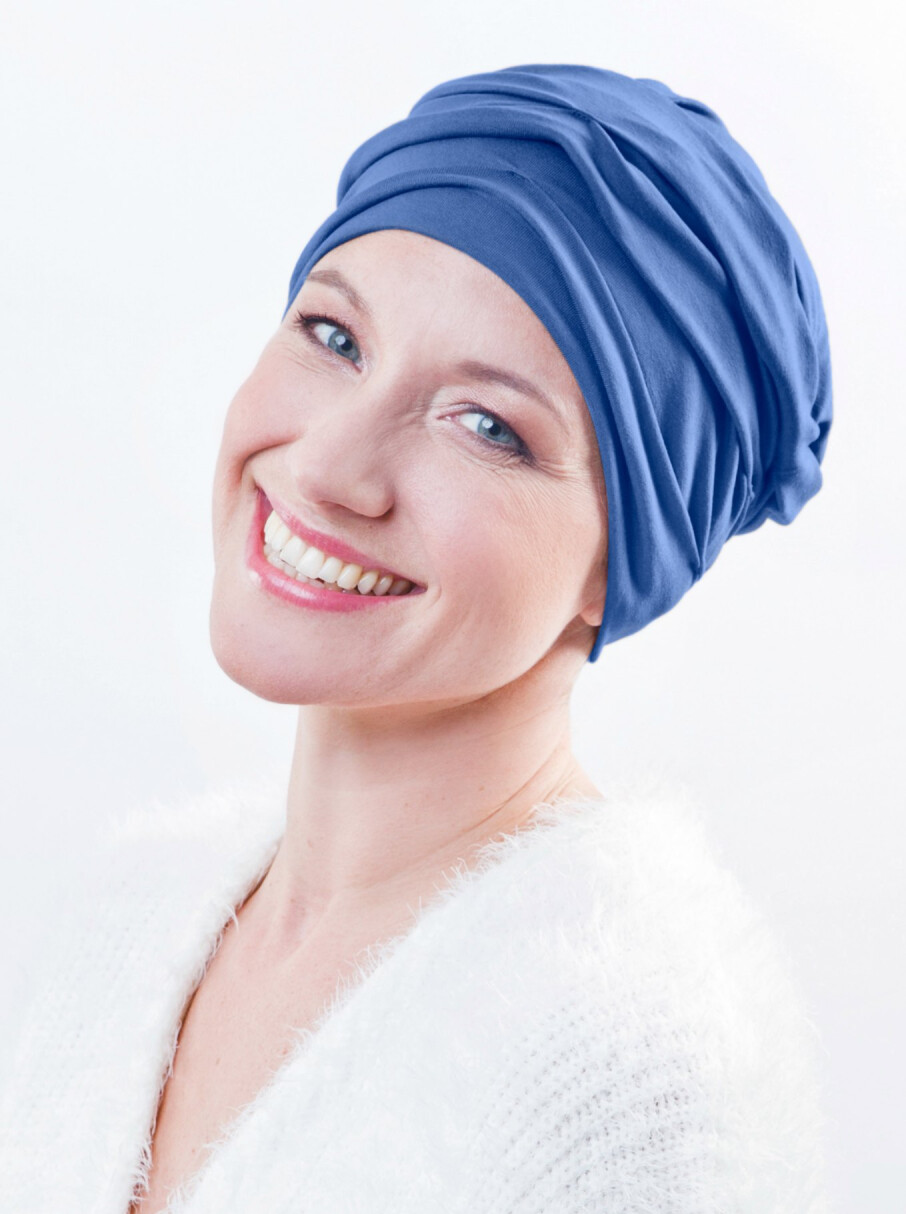 navy blue chemo head scarf full turban hat Chemo turban chemo head wear 
