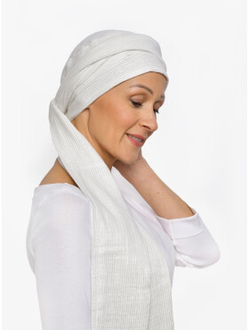 Head scarf cotton Hannah - White Shimmer Stripe