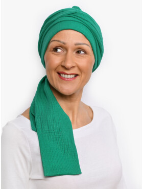 Head scarf cotton Hannah - Green Shimmer Stripe