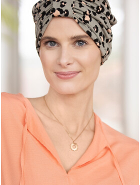 Chemo turban Sophia – Olive Leopard